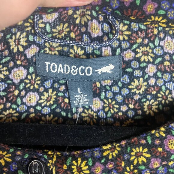 Toad and Co Size L Manzana Long Sleeve Peasant Top Organic Cotton Ditzy Floral - Picture 3 of 9